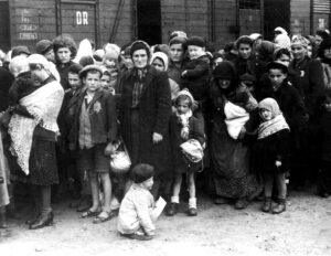 German Nazi death camp Auschwitz in Poland, arrival of Hungarian Jews, Summer 1944